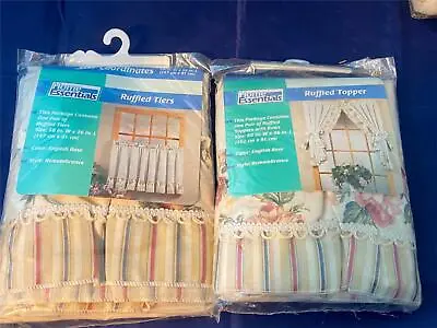 NOS Home Essentials English Rose Remembrance Curtains Ruffled Topper Tiers VTG • $26.99