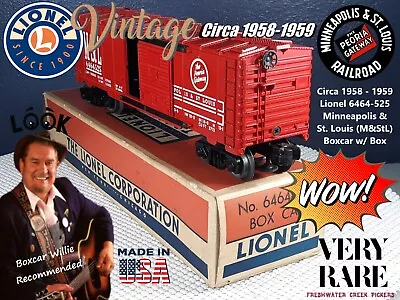 Circa 1958 - 1959 Lionel 6464-525 Minneapolis & St. Louis (M&StL) Boxcar W/ Box • $44.99