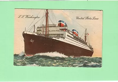 Steam Ship - S.S. Washington - United States Lines - Vintage - Unused Postcard • $3.50