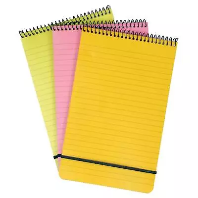 Note Pad A5 Spiral Multi-coloured Neon Ruled Notebook - Pack Of 3 Chiltern Wove • £3.29