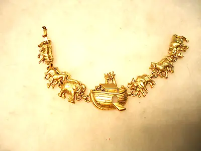 AJC Vtg Gold Tone Noah's Ark Animal Charm Bracelet • $5