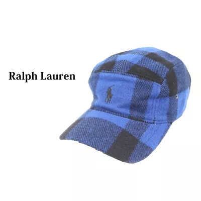 Polo Ralph Lauren Vintage Wool Plaid Hunting Cap Hat - Plaid Black Blue • $59.99