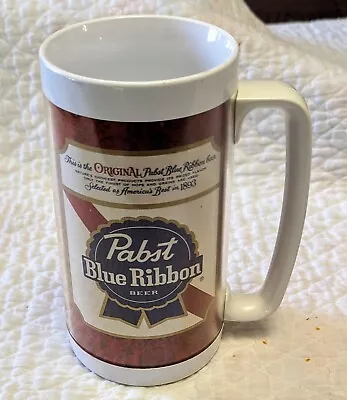 Vtg PABST BLUE RIBBON Beer Mug THERMO-SERV Insulated WEST BEND 16 Oz MADE IN USA • $14.95