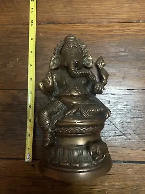 Vintage Metal Ganesha Ganapati Statue Hindu Lord Ganesh Idol Sculpture God • $24.22