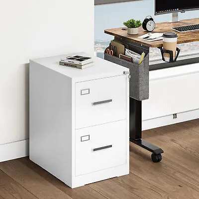 Lockable File Cabinet Metal 2 Drawers Filing Storage Cabinets For Home Office • £112.79