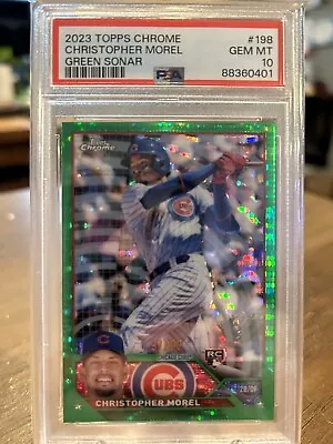 2023 Topps Chrome CHRISTOPHER MOREL Green Sonar Refractor /99 Rookie RC PSA 10 • $100