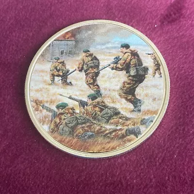 FALKLANDS WAR 45mm SILVER PLATED COLOURED PROOF MEDAL - “SKIRMISH AT TOP MALO” • £7.50