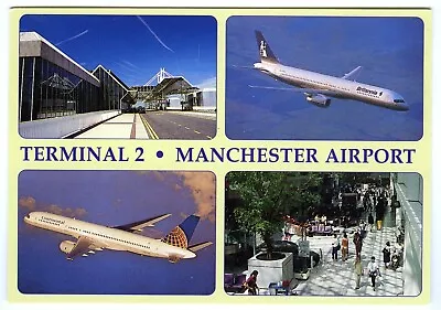 Postcard Terminal 2 Manchester Airport Britannia & Continental Aircraft Unposted • £2.91