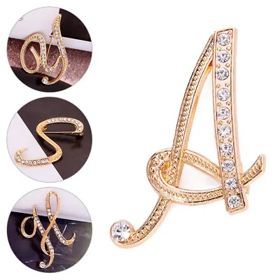 Rhinestone Initial Letter A-Z Brooch Pins For Women Men Suit Lapel Pin Badge New • £2.58