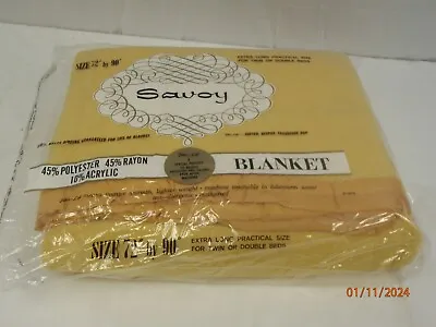 Vtg Savoy Blanket 72 X 90  Mustard Yellow Extra Long Twin Double Mid Century • $19.99