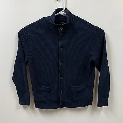 J Crew Cardigan Mens Large Blue Sweater Waffle Knit Chunky • $44.88