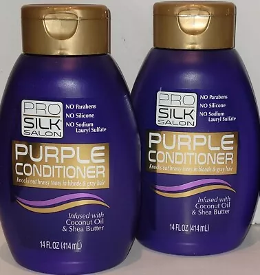 2X Pro Silk Salon Purple Conditioner W Coconut Oil & Shae Butter 14 FL Oz/414ML • $15.99