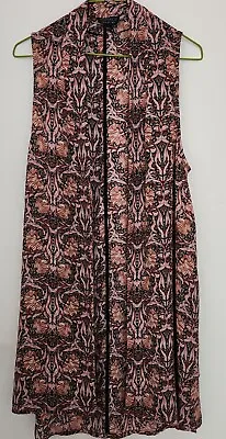 £5 • Buy Topshop Womens Size 12 Sleeveless Open Cardigan Top Kimono Cover Orange Floral