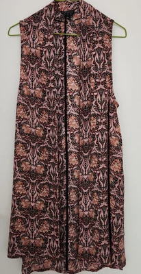 £5 • Buy Topshop Womens Size 12 Sleeveless Open Cardigan Top Kimono Cover Orange Floral