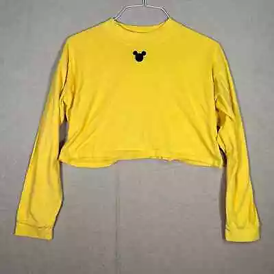 Disney Shirt Women’s Small Crop Top Mickey Mouse Yellow Long Sleeve • $12