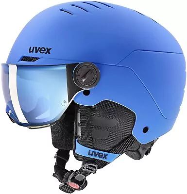 Uvex Unisex Youth Rocket Jr Visor Ski Helmet Blue Mat Size 51-55 Cm • $98.41