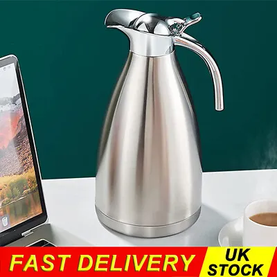 2L Stainless Steel Coffee Thermal Carafe Jug Vacuum Thermos Insulated Pot Flask • £13.89