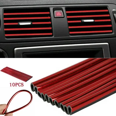 $8.79 • Buy 10x Auto Car Accessories Air Conditioner Outlet Decoration Strip Red Universal