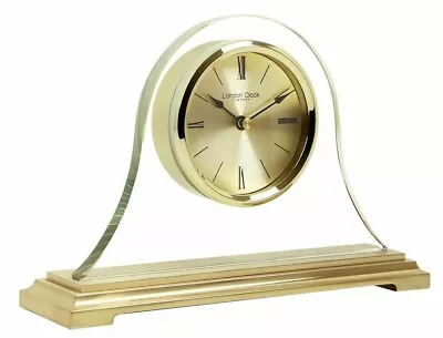 London Clock Gold Tone & Glass Napoleon Battery Mantel Clock 03150 SCRUFFY BOX • £49.99