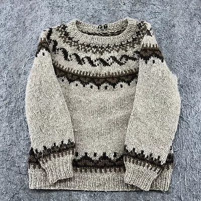 VTG Sweater Mens Large Brown Fair Isle Geometric Pullover Sweatshirt 90s • $24.95