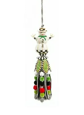 New MacKenzie Childs Beaded Snowman Tassel Christmas Ornament Chandelier Decor  • $109.95