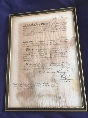 £70 • Buy Signed MBE Declaration 1979. Nursing In Nairobi. Queen Elizabeth & Prince Philip
