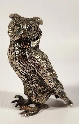 Owl Metal Cast Metal 3 H Lovely Detail Heavy Silver Tone Bird Vintage A48 • $20.42