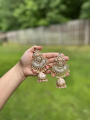 Ethnic Indian Bollywood Wedding Meenakari Jhumka  Pink Color • $19.99