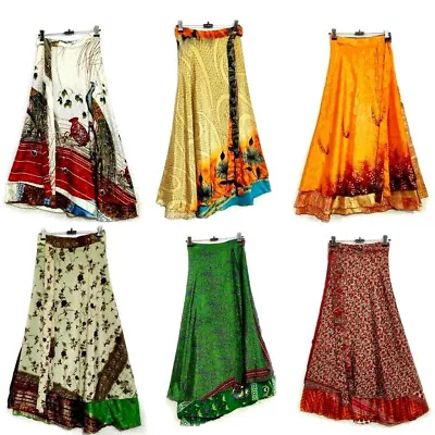 Wholesale Lot Vintage Silk Sari Wrap Skirts Recycled Magic Bohemian Multicolor • $187.84