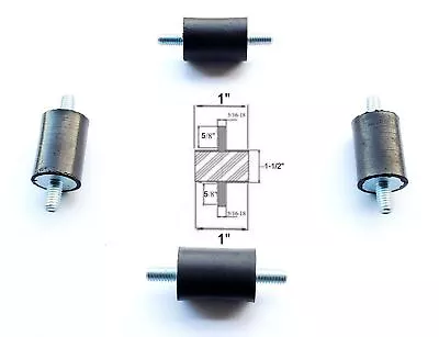 4 Rubber Vibration Isolator Mounts (1  Dia X 1-1/2  Thk) 5/16-18 X 5/8  Studs • $13.99