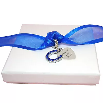 £13.99 • Buy Personalised Something Blue Charm, Horseshoe, Wedding, Engraved Gift For Bride