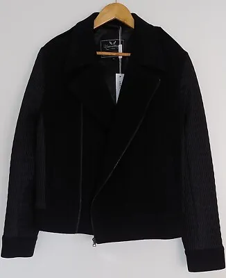 UNCONDITIONAL Mens Textured Wool Jacket Coat Black S - NWT • £55.76