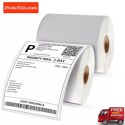 2 Rolls 4  X 6  Direct Thermal Shipping Labels 500 Labels Thermal Label Paper • $10.39