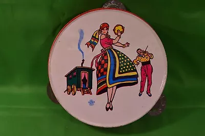 Vintage Tambourine US Metal Toy CompanyUSA Dancing Gypsy Lady Tin Noise Maker • $7.75