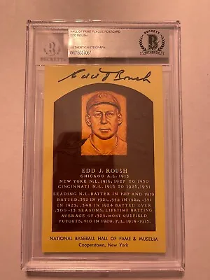 Edd Roush Front Back Auto Beckett Authenticated Autograph Hall Of Fame Postcard • $44.99