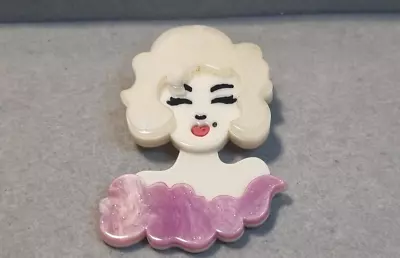 Acrylic & Lucite Marilyn Monroe Brooch - Lilac Dress - 5.8 Cm - Unsigned • $20