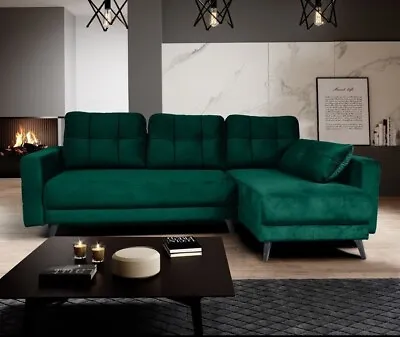 £625 • Buy Corner Sofa Bed With Storage Upholstered Back Springs New AVIS