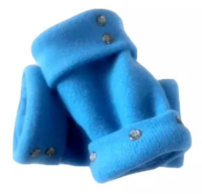 Fingerless Gloves Blue Merino Wool M - L Medium - Large Mittens Arm Warmers Mitt • $28.49