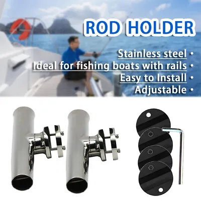 2PCS Stainless Steel Clamp On Boat Fishing Rod Holder For Rail 1-1/4  To 2  • $56.89