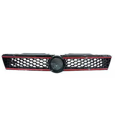 For 2011-2014 VW Jetta Hex Mesh Front Grille - Carbon Fiber Print W/ Red Trim • $39.99