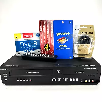 Magnavox ZV450MW8 DVD/VCR Combo DVD Recorder VHS Player W/ Remote Cables Blanks • $182.47
