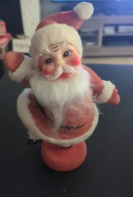 Vintage Christmas Red Flocked Plastic Face Santa Claus Dancing Figurine 8  • $17.09