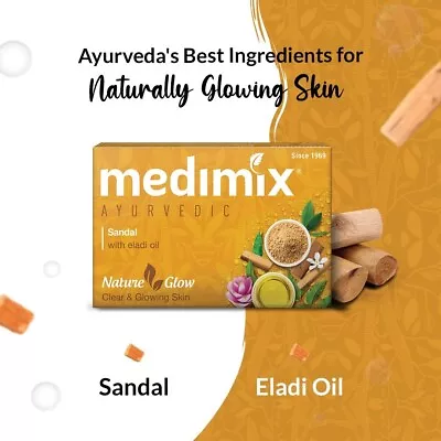 Medimix Ayurvedic Herbal Sandal With Eladi Oil Soap 125g 0.27oz 5 Pack • $18.99