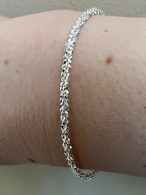 Real Solid 925 Sterling Silver Diamond Cut 3mm Sparkle Rope Bracelet 6-8.5  Long • $24.46