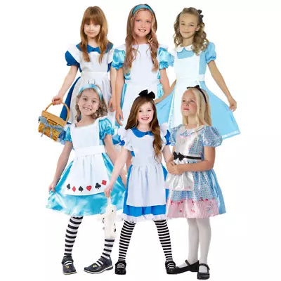 Alice In Wonderland Girls Fancy Dress Storybook Fairytale Kids Childrens Costume • £10.99