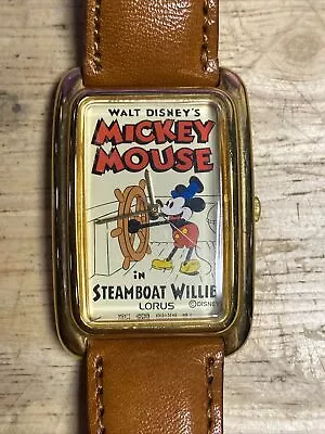 DISNEY - LORUS - MICKEY MOUSE In STEAMBOAT WILLIE - WRIST WATCH V515-5A7 • $25