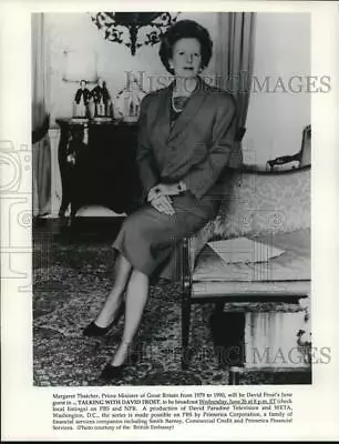 1991 Press Photo Margaret Thatcher On  Talking With David Frost  On PBS. • $19.99