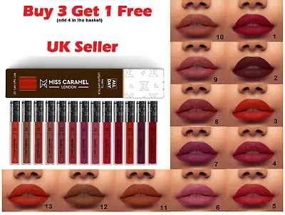 MISS CARAMEL LONDON Matte Liquid Lipstick Transfer Proof All Day Long Lasting • £2.99