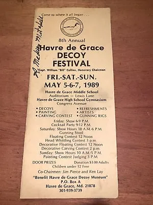 8th Annual Havre De Grace Decoy Festival Brochure Signed R. Madison Mitchell • $40