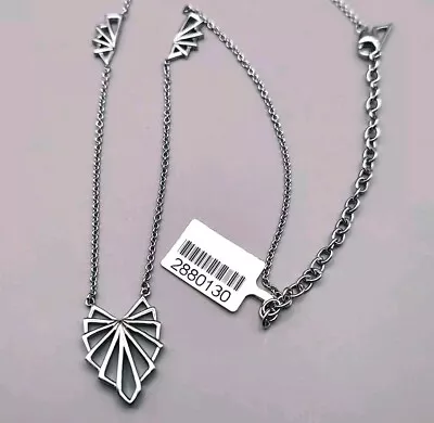 Lucy Q Solid Sterling Silver 925 Necklace Chrysler Art Deco Fan 20  13g Heavy • £25